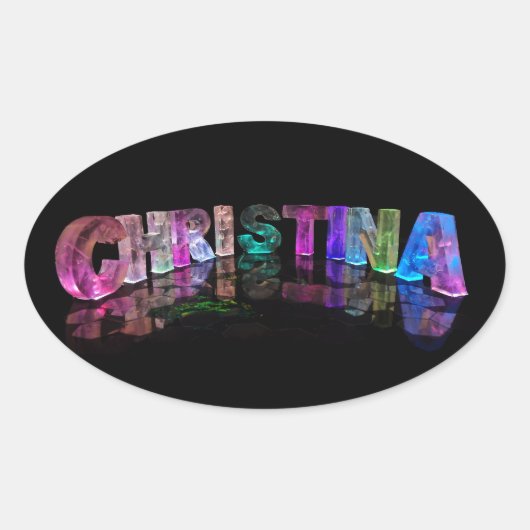 De naam Christina in Fancy letters Ovale Sticker (Voorkant)