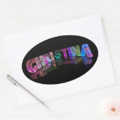 De naam Christina in Fancy letters Ovale Sticker (Envelop)