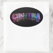 De naam Christina in Fancy letters Ovale Sticker (Tas)