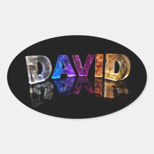 De naam David in 3D Lichten (Foto) Ovale Sticker