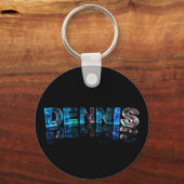 De naam Dennis in 3D lichten (foto) Sleutelhanger (Voorkant)