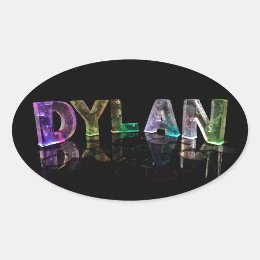 De naam Dylan in 3D-lichten (foto) Ovale Sticker (Voorkant)