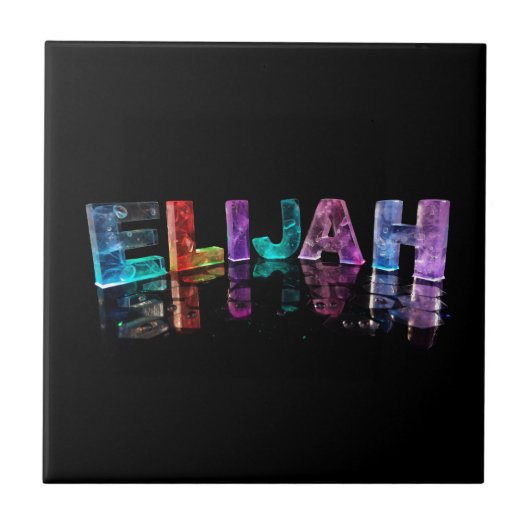 De naam Elijah in 3D-lichten (foto) Tegeltje (Voorkant)