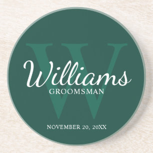 De naam en het Monogram van de Groomsmen van het M Zandsteen Onderzetter
