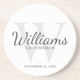 De naam en het Monogram van de Groomsmen van het M Zandsteen Onderzetter