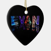 De naam Evan in 3D-lichten (foto) Keramisch Ornament (Rechts)
