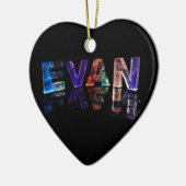 De naam Evan in 3D-lichten (foto) Keramisch Ornament (Links)