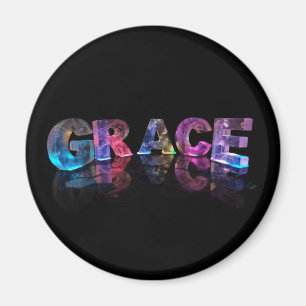De naam Grace in 3D-lichten (foto) Magneet