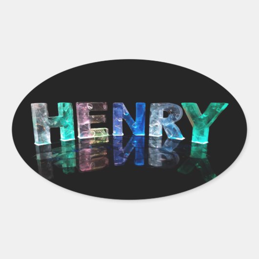 De naam Henry in 3D Lichten (Foto) Ovale Sticker (Voorkant)