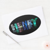 De naam Henry in 3D Lichten (Foto) Ovale Sticker (Envelop)
