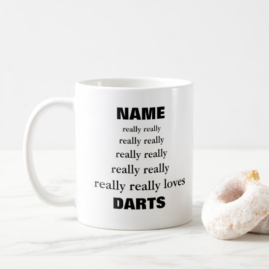 De naam houdt echt echt echt van Onderworpen Darts Koffiemok (Met donut)