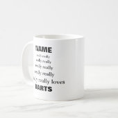 De naam houdt echt echt echt van Onderworpen Darts Koffiemok (Voorkant links)