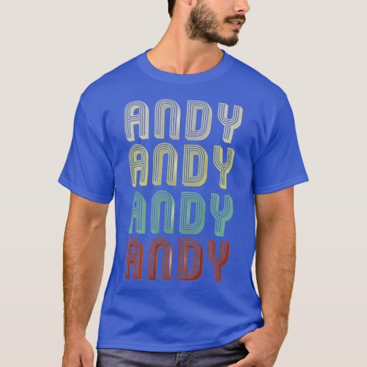 De naam is Andy in Funny Retro  Disco T-shirt (Voorkant)