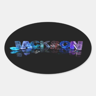 De naam Jackson in 3D-lichten (foto) Ovale Sticker