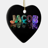 De naam Jacob in 3D-lichten (foto) Keramisch Ornament (Rechts)