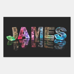 De naam James in 3D-lichten (foto) Rechthoekige Sticker