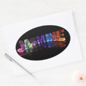 De naam Jasmine in 3D-lichten (Foto) Ovale Sticker (Envelop)