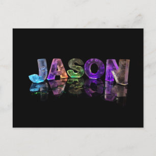De naam Jason in 3D-lichten (foto) Briefkaart