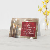 De naam kerstkaarsen Kind: Rood goud geboren Kaart (Gele Bloem)