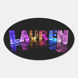 De naam Lauren in 3D Lichten (Foto) Ovale Sticker