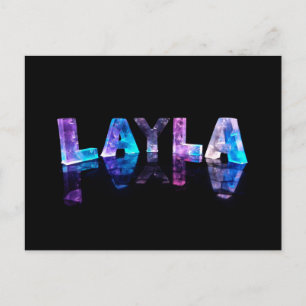 De naam Layla in 3D-lichten (foto) Briefkaart