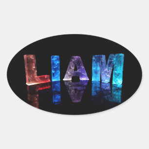 De naam Liam in 3D-lichten (foto) Ovale Sticker