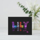 De naam Lily in 3D lichten (foto) Briefkaart (Staand voorkant)