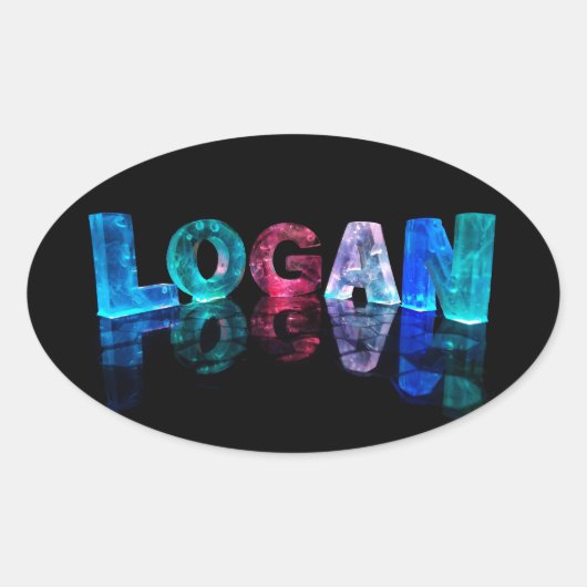 De naam Logan in 3D Lichten (Foto) Ovale Sticker (Voorkant)
