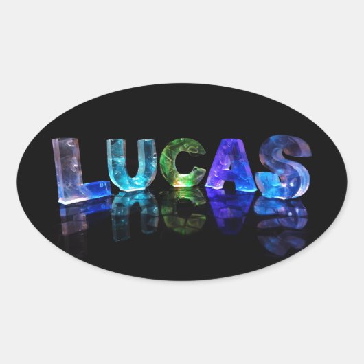 De naam Lucas in 3D lichten (foto) Ovale Sticker (Voorkant)