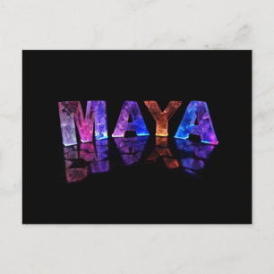 De naam Maya in 3D lichten (foto) Briefkaart