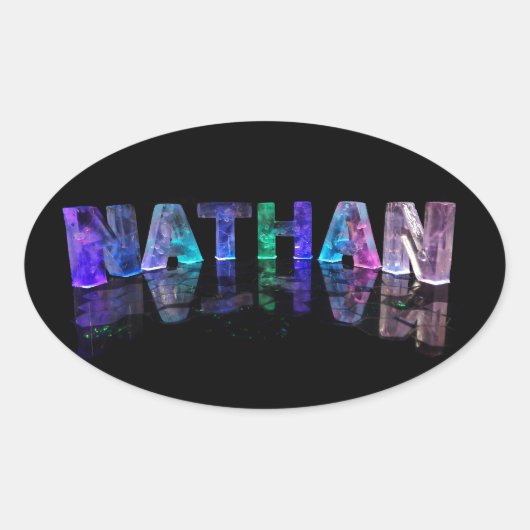 De naam Nathan in 3D Lights (Foto) Ovale Sticker (Voorkant)