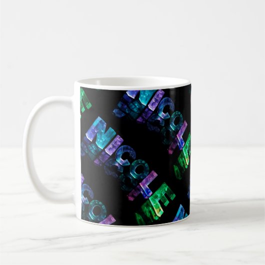 De naam Nicole in 3D lichten (foto) Koffiemok (Links)