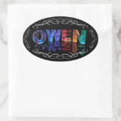 De naam Owen - Naam in Lichten (Foto) Ovale Sticker (Tas)