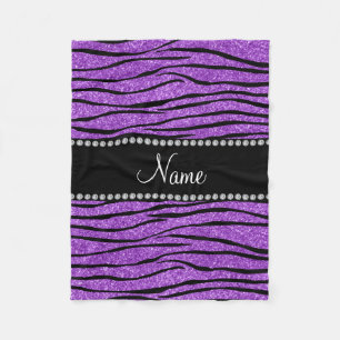 De naam pastel paarse glitter zebra strip personal fleece deken