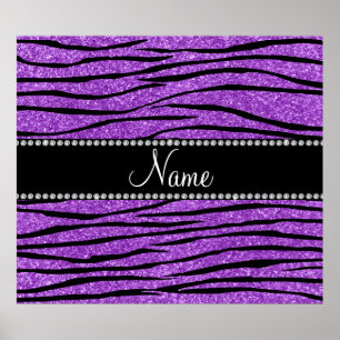 De naam pastel paarse glitter zebra strip personal poster