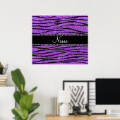 De naam pastel paarse glitter zebra strip personal poster (Thuiskantoor)