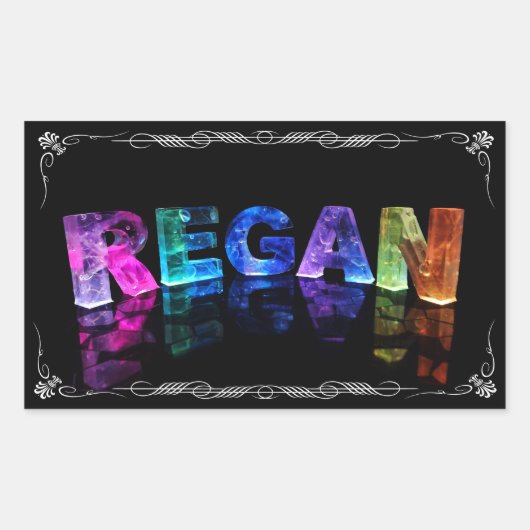 De naam Regan in 3D-lichten (foto) Rechthoekige Sticker (Voorkant)