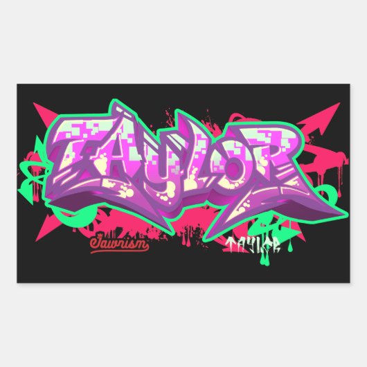 De naam Taylor in graffiti-rechthoek Stickers (Voorkant)