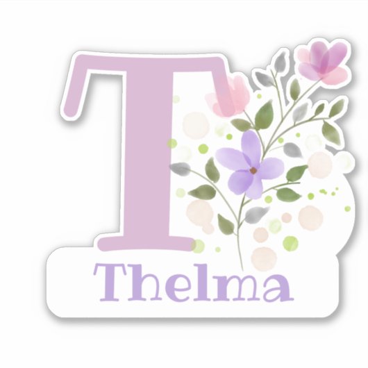 De Naam Thelma met de Sticker van de Brief T uit (Voorkant)