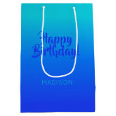 De naam van de douane & de tekst Draait aan Blauwe Medium Cadeauzakje (Achterkant)