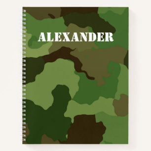 De Naam van de douane op achtergrond Camouflage Notitieboek