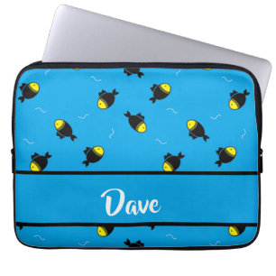 De naam van de douane vangt patroon op blauw laptop sleeve