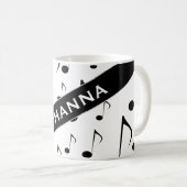De naam van de douane + Vele Musical Notes Pattern Koffiemok (Voorkant rechts)