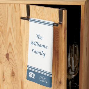 De Naam van de Familie van de douane Retro Campers Theedoek