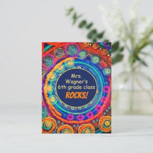 De Naam van de leraar en Klasse Rock, Kleurrijke P Briefkaart