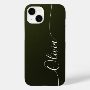 De naam van het groene Shimmer Elegant Calligraphy Case-Mate iPhone 14 Hoesje