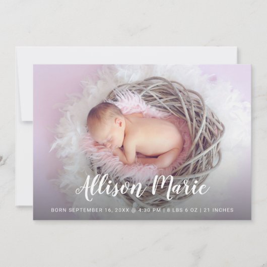 De Naam van het manuscript Elegant Foto Baby Moder Aankondiging (Voorkant)