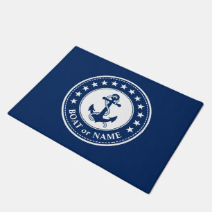 De naam van je boot Anchor Stars Navy Blue White Deurmat