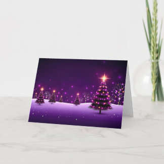 De Nacht Kerst Lichtte Op Feestdagen Kaart
