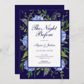 De nacht voor Blue Hydrangea QR-code Kaart (Voorkant / Achterkant)